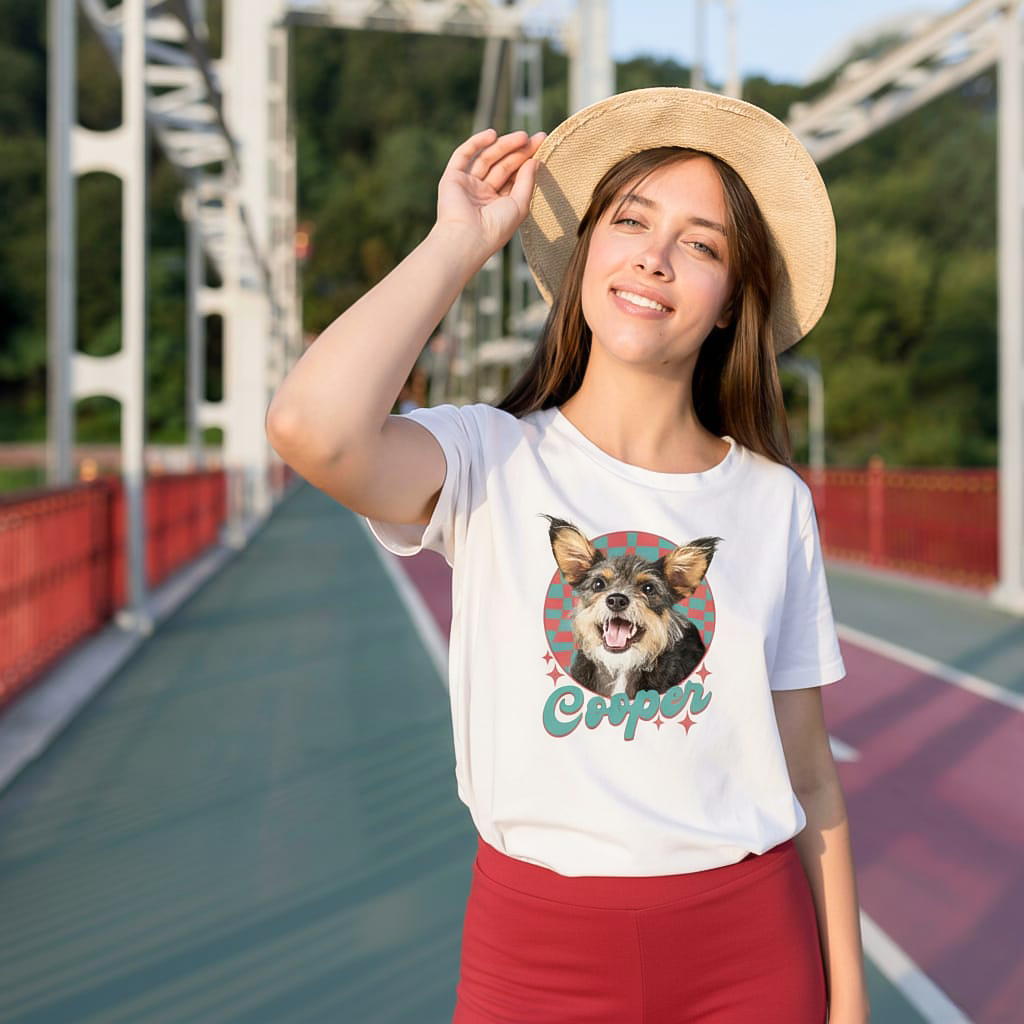 Custom Retro Pet Portrait T-Shirt | 240 GSM Premium Oversized | FurEverMine.store