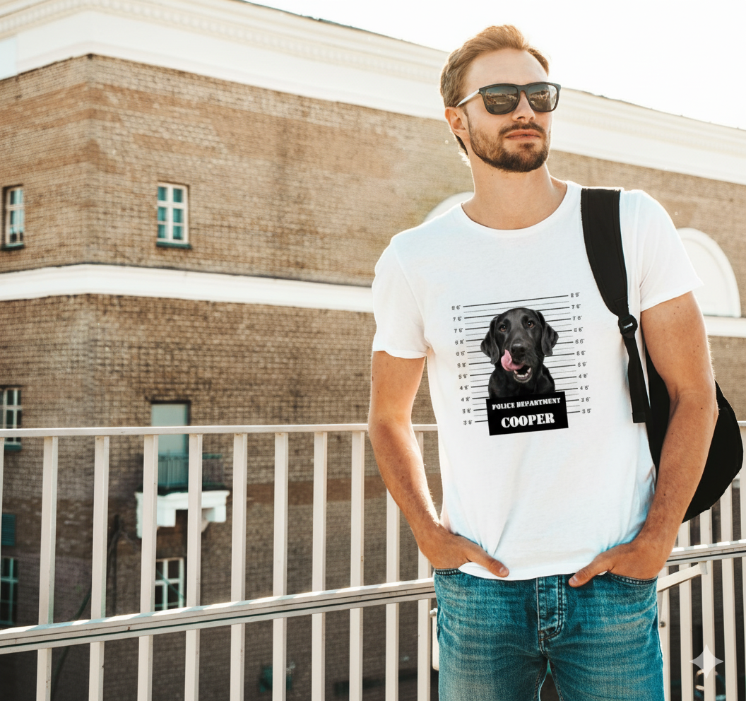 Most Wanted Pet T-Shirt | Custom Mugshot Design | 240 GSM Premium Oversized | FurEverMine.store